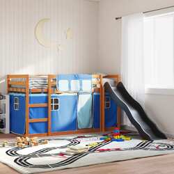 Etagenbett Hochbett Spielbett Kinderbett Stockbett mit Rutsche Gardinen vidaXL