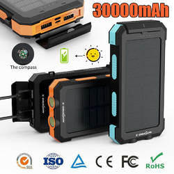 30000mAh Solar Powerbank Externer Batterie Ladegerät USB Zusatz Akku DHL Handy
