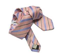Cravatta slim a righe rosa azzurre seta uomo eleganza classe made  italy