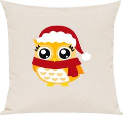 Kinder Kissen, Eule Owl Weihnachten Christmas Winter Schnee Tiere Tier Natur, Ku