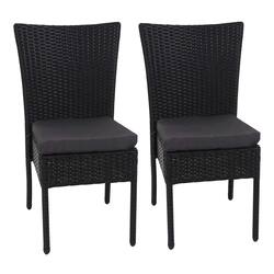 2er-Set Poly-Rattan Sessel HWC-G19, Balkonstuhl Gartenstuhl, stapelbar