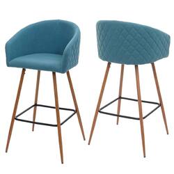 2er-Set Barhocker HWC-D72, Barstuhl Tresenhocker, mit Lehne Stoff/Textil