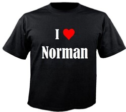 T-Shirt I Love Norman für Damen Herren und Kinder Farben Schwarz Weiss Pink