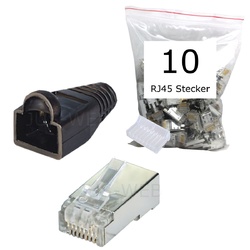 CAT5e RJ45 Stecker geschirmt Modular Crimp Patchkabel Netzwerk LAN Kabel schwarz