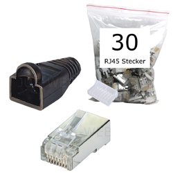 30x CAT5e RJ45 Stecker geschirmt Modular Crimp Patchkabel Netzwerk 30 Stück 8P8C