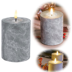 Exklusive 3D LED Kerze Beton-Optik flackernde Real Flame Timer bewegliche Flamme