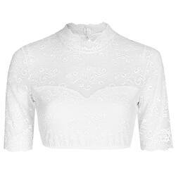 Nina von C. Damen Dirndl-Bluse halbarm Spitze Cups blickdicht Rundhalskragen