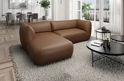 Leder Sofa Eckcouch Design Couch Ledersofa Braun Ledercouch MADRID L FORM kurz