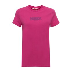 Husky-T-Shirt Aus Baumwolle Mit Logo Und Rundhalsausschnitt Fur Damen In Pink