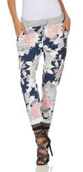 Damen Sommerhose Hose Sweatpants Jogginghose Baumwolle Freizeithose Print Blumen