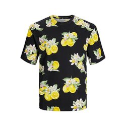 Jack & Jones Herren Flores Aop Komfort Kurzärmelig Baumwolle T-Shirt Bequemer