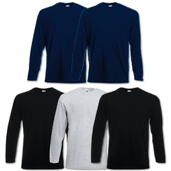 5 Fruit of the Loom Herren T Shirts Longsleeve M L XL XXL Langarm Set Shirt Neu