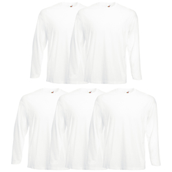 5 Fruit of the Loom Herren T Shirts Longsleeve M L XL XXL Langarm Set Shirt Neu