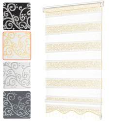 Doppelrollo ohne Bohren Duorollo Klemmfix Fensterrollo Zebra Rankenmuster Perlen
