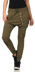 Damen Sweathose mit Knopfleiste Baggy Freizeithose Jogging 8023