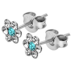 Ohrstecker Blüte 925 Sterling Silber Blume Echtsilber Kinder Strass Strasssteine