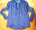 Esprit Damen langarm Bluse Shirt 40 42 44 blau oversized Polyester Maße im Text