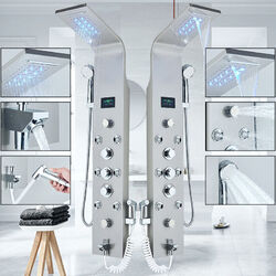 Duschpaneel Edelstahl Schwarz LED Duschset Duscharmatur Regendusche Duschsäule
