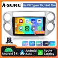 2+64G Android 14 Autoradio Carplay Bluetooth GPS Navi Kam für VW Tiguan 5N 07-16