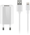 1x Goobay 44978 Apple Lightning Ladeset (5 W), Weiß, 1 m - Netzteil mit Apple Li