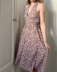 🌸 Handmade Sommerkleid mit Blumenmuster | Gr. S | Baumwolle | Rückenfrei 🌸