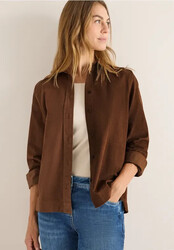 CECIL 346037 CORD Bluse langarm Hemdbluse weicher Cordstoff Knopf-Bündchen braun