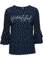 Shirt mit Volants Gr. 36 Dunkelblau Weiß Damenshirt Bluse Tunika Oberteil Neu