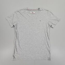 Tommy Hilfiger Herren-T-Shirt grau mittel Rundhalsausschnitt Baumwolle T-Shirt Logo Top