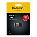 USB 2.0 Stick INTENSO, 32GB, Micro Line, schwarz, Speicherstick, 32 GB