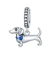 Charm Dangle Hund Welpe 925 Silber Dackel - Anhänger für Armband