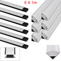 6x 1m LED Aluminium Profil Alu Schiene Decke für LED Streifen Leiste V/U Form
