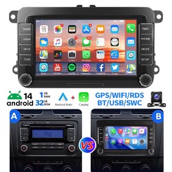 7" Apple Carplay Android 14 Autoradio GPS Navi +KAM Für VW GOLF 5 6 Passat Polo