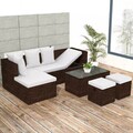 4-tlg. Garten-Lounge-Set mit Auflagen Poly Rattan Sitzgruppe Gartenliege Sofa
