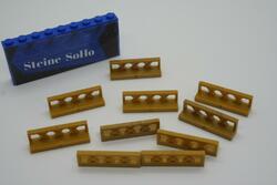 Lego (c) 10x Gitter, Zaun, Absperrung - 1x4x1 gold - 3633 - gold fence barrier