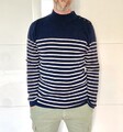 Sandro Herren - Marine Pullover gestreift - 100% Wolle - Gr. XL