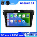 9'' CarPlay 8+256G Autoradio Für Mazda CX-7 2007-2014 Android 14 GPS Navi IPS BT