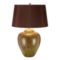 Tischlampe Schreibtischlampe Beistelllampe Keramik Messing H 63,5 cm Grün-Braun