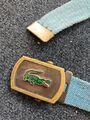 blauer Gürtel Lacoste, gebraucht, Rarität, geprägtes Krokodil auf der Schnalle