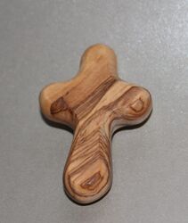 Kreuz, Handschmeichler aus Olivenholz - hergestellt in  Bethlehem