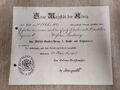 Militär Urkunde Das Militär-Verdienstkreuz 3. Klasse mit Schwertern Bayern 1917