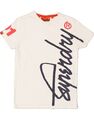  SUPERDRY grafisches Damen-T-Shirt Top UK 10 kleine weiße Baumwolle AR02