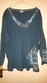 Pullover Shirt Petrol mit Aufdruck Gr. 56/58