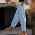 Leinen Freizeithose Baumwolle Sommerhose Stoffhose Weitem Bein Jogginghose Damen