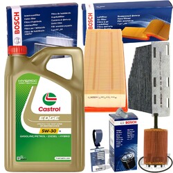 BOSCH FILTERSET+CASTROL 5W30 ÖL passend für VW TOURAN 1T GOLF 5 6 PASSAT B6/ TDI