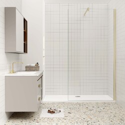 Walk in Dusche Duschabtrennung Duschwand Duschtrennwand 8mm ESG NANO Gold H200cm