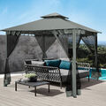 Faltpavillon Luxus 3x3m Pavillon UV-50+ Partyzelt Gartenpavillon mit Doppeldach