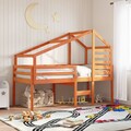 Hochbett mit Dach Kinderbett Hausbett Bett Lattenrost Massivholz Kiefer vidaXL