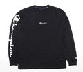 Champion schwarzes langärmliges Herren-T-Shirt – Small