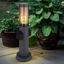 Sockelleuchte Außenstehlampe Steckdose Terrassenlampe Gartenleuchte anthrazit