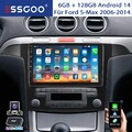 DAB+ 6+128G Carplay GPS Android 14 Autoradio Navi KAM RDS Für Ford S-Max 2006-15